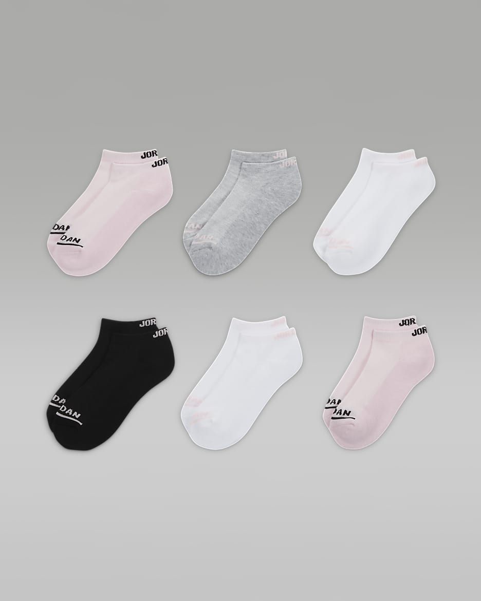 Jordan Big Kids Girls No Show Socks 6 pack